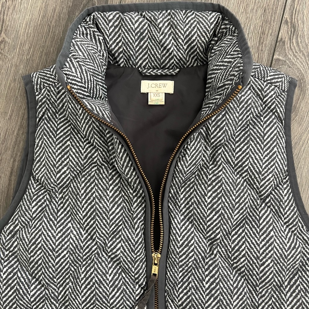 J. Crew Vest Sleeveless Grey Quilted Down Feather Puffer Vest XS Zip - Picture 4 of 10